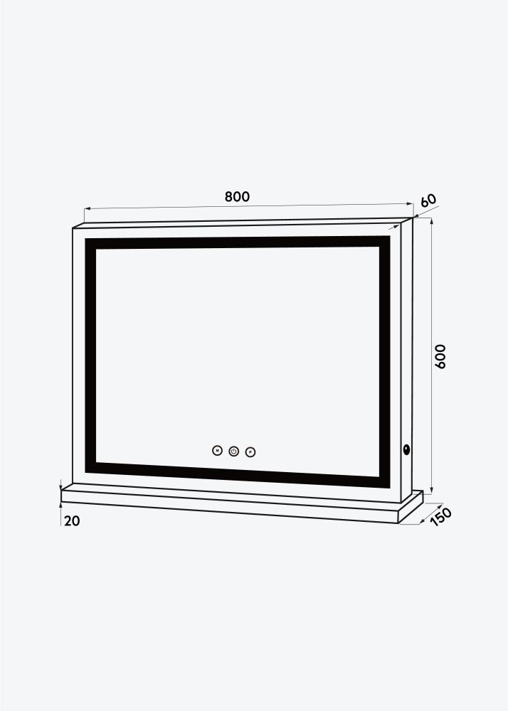 KAILA Козметично огледало Base Horisontal LED бяло 80x60 cm