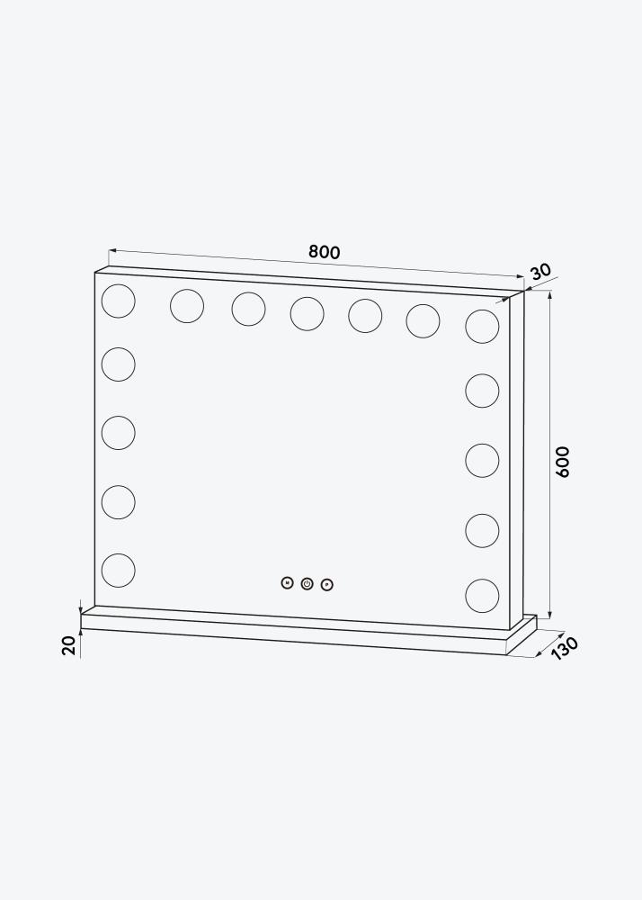 KAILA Козметично огледало Vanity LED 15 бяло 80x60 cm