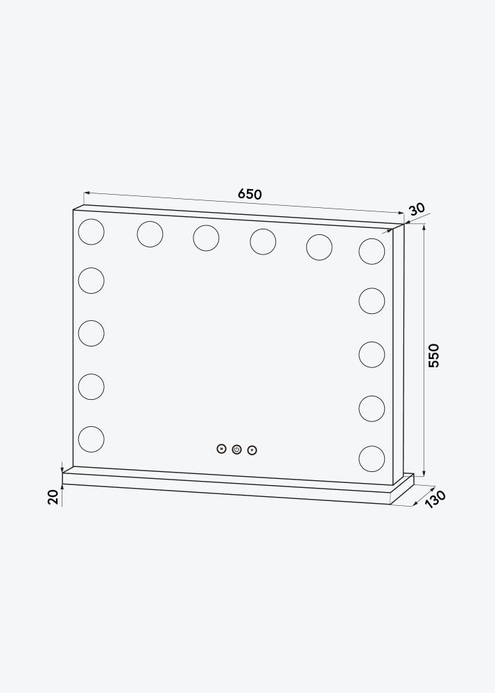 KAILA Козметично огледало Base LED 14 Сребро 65x56 cm