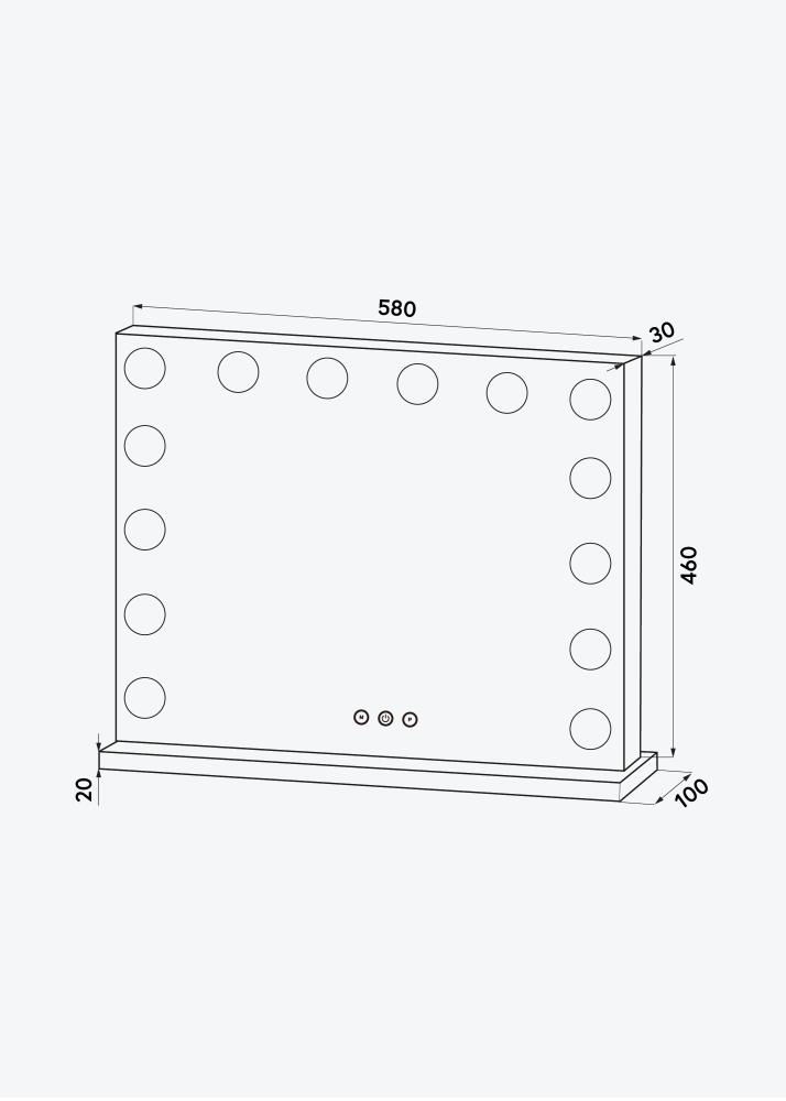 KAILA Козметично огледало Base LED 14 Сребро 56x46 cm