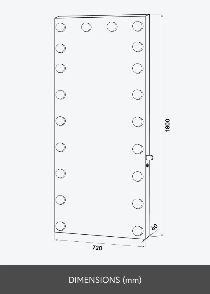 KAILA Козметично огледало Hollywood Edge 20 E27 Черно 72x180 cm