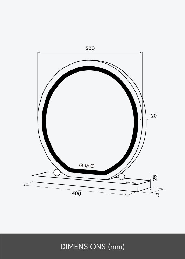 KAILA Козметично огледало Round LED бяло 50 cm Ø