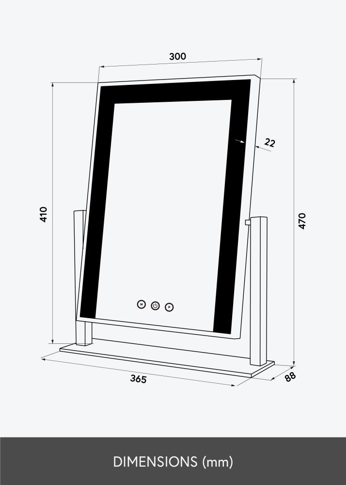 KAILA Козметично огледало Stand LED бяло 30x41 cm