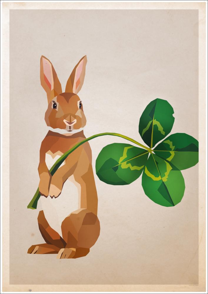 Rabbit with clover Постер