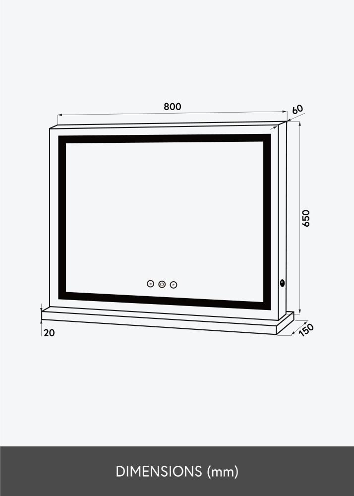 KAILA Козметично огледало Vanity LED бяло 80x65 cm