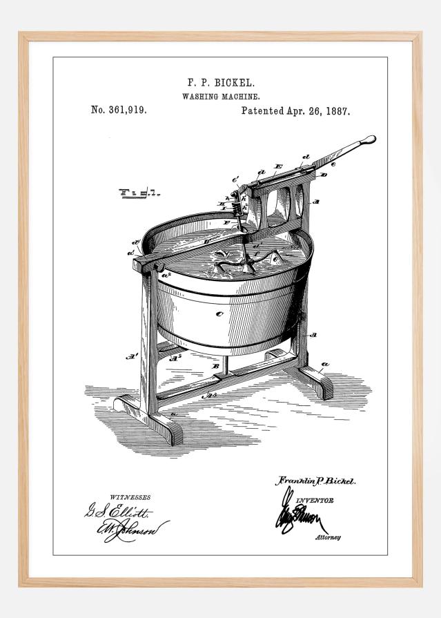 Patent Print - Washing Machine - White Постер