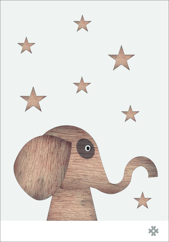 Wood elephant Light Постер