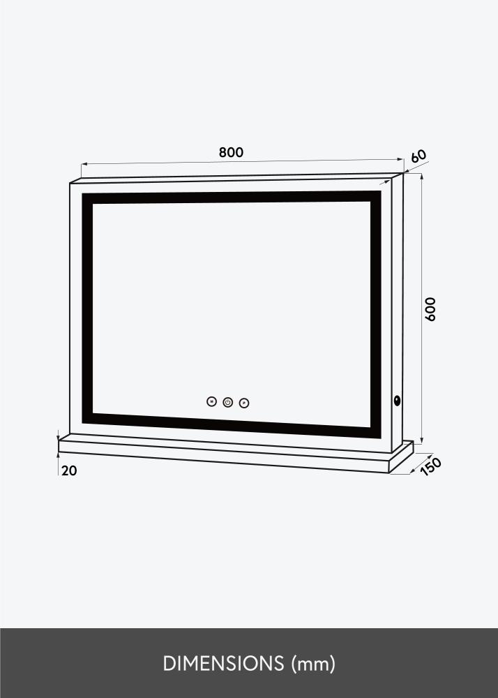 KAILA Козметично огледало Base Horisontal LED бяло 80x60 cm