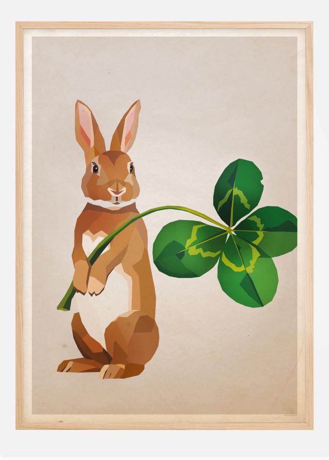 Rabbit with clover Постер