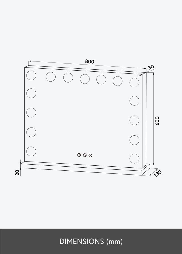 KAILA Козметично огледало Vanity LED 15 бяло 80x60 cm