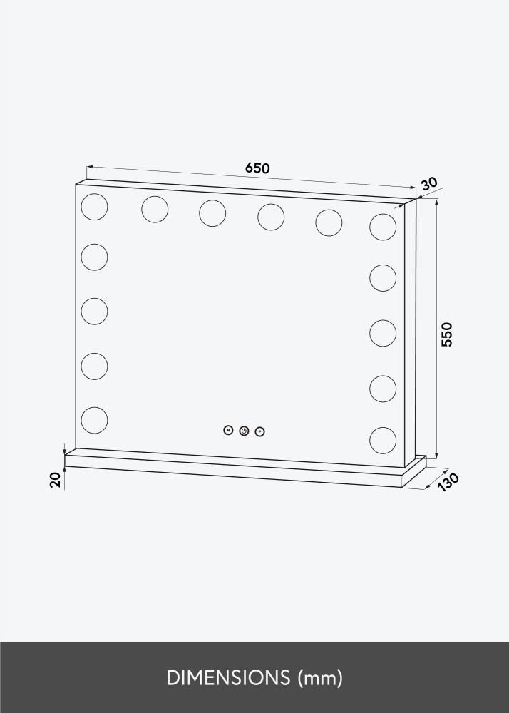 KAILA Козметично огледало Base LED 14 Сребро 65x56 cm