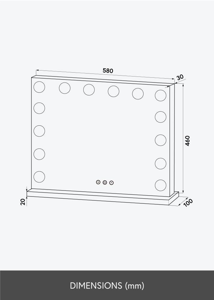 KAILA Козметично огледало Base LED 14 Сребро 56x46 cm