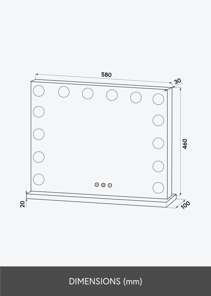 KAILA Козметично огледало Base LED 14 Черно 56x46 cm