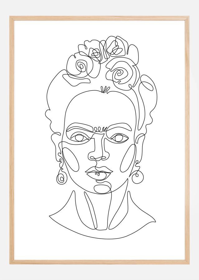 Frida Kahlo - Thin Line Art Постер