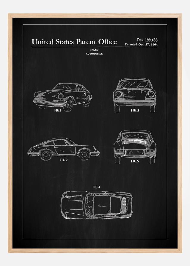 Patent Print - Porsche 911 Carrera - Black Постер