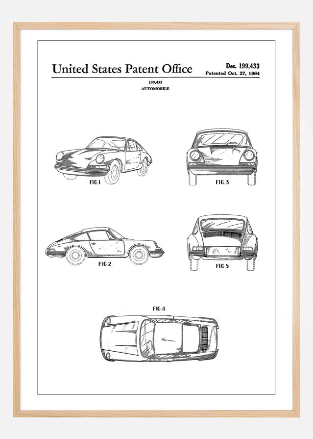 Patent Print - Porsche 911 Carrera - White Постер