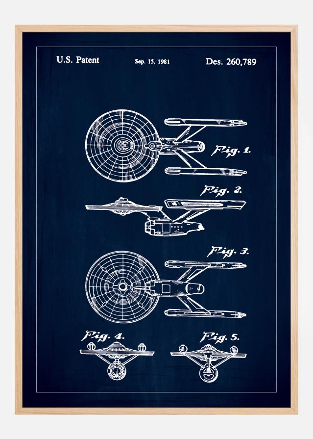 Патентен чертеж - Star Trek - USS Enterprise - Син Постер