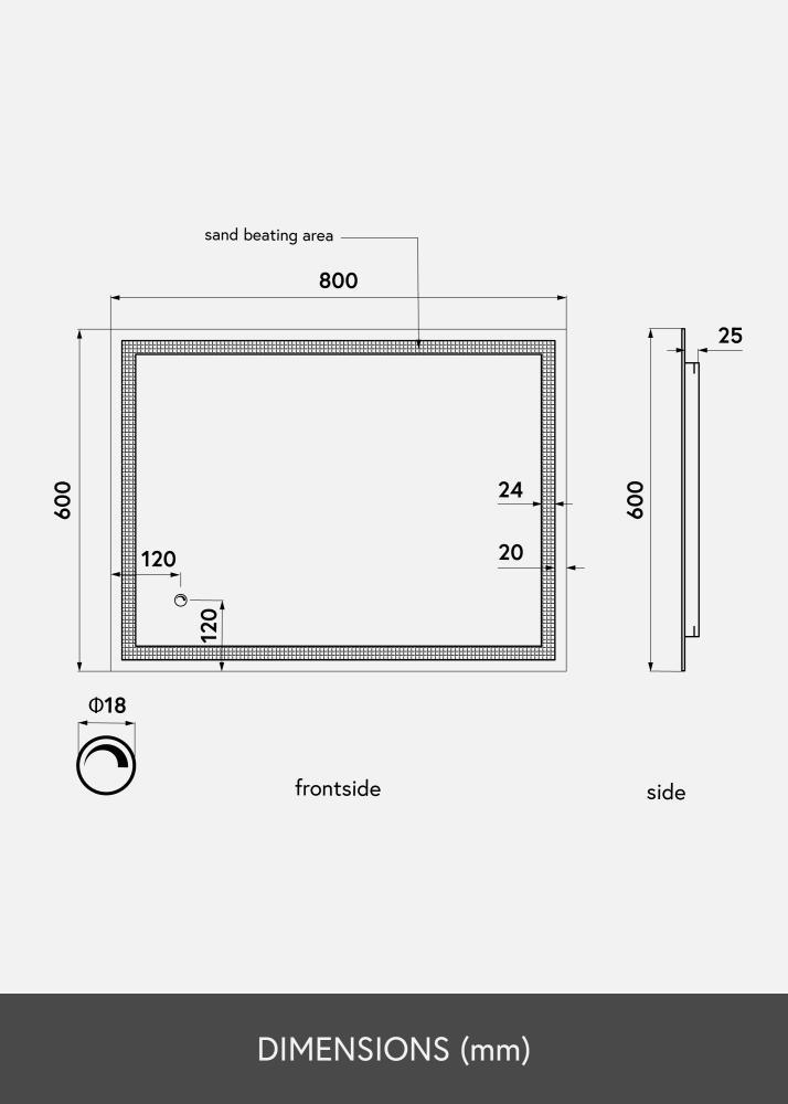 KAILA Огледало Rectangle LED 60x80 cm