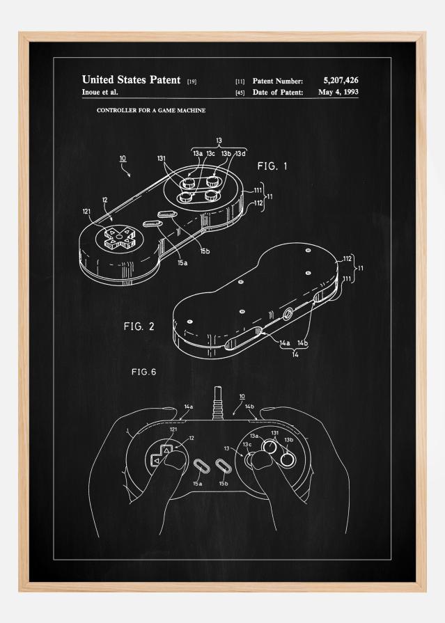 Patent Print - Game Controller I - Black Постер