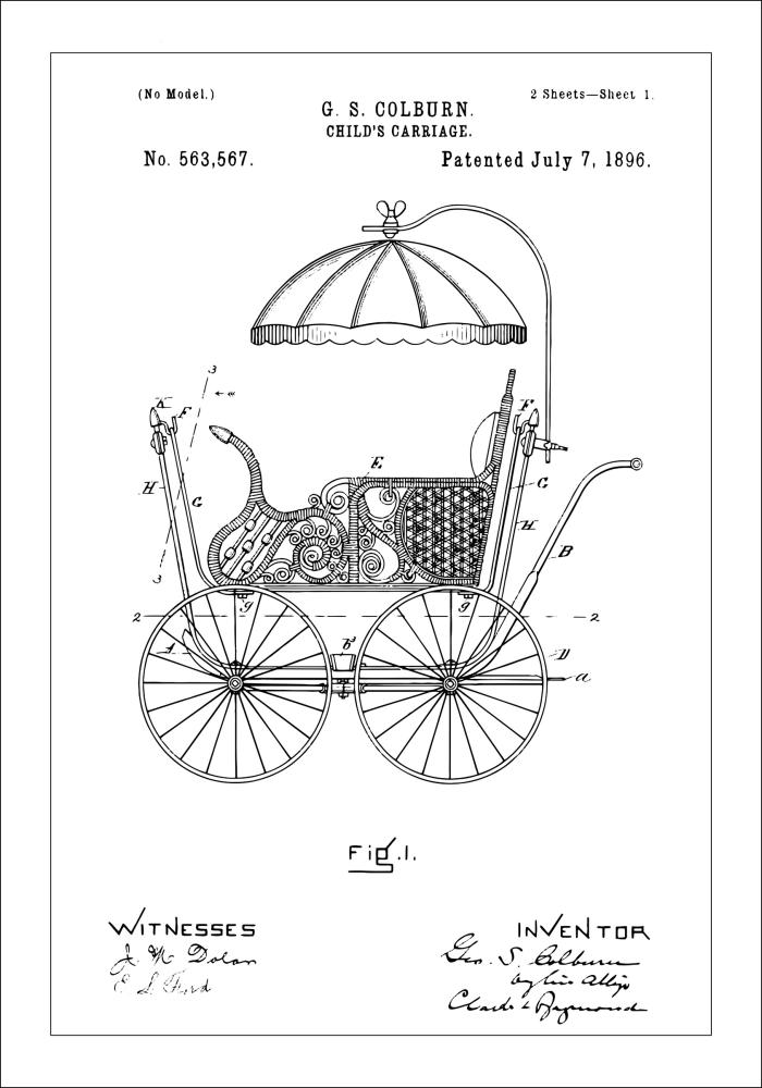 Патентен чертеж - Детска количка в Постер
