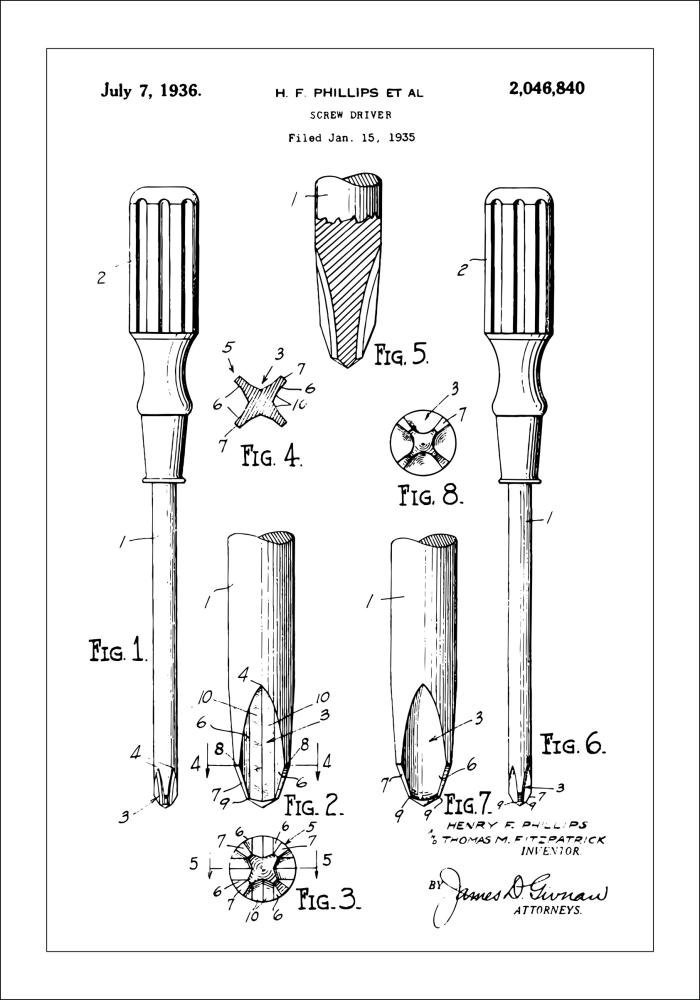 Патентен чертеж - Отвертка Постер