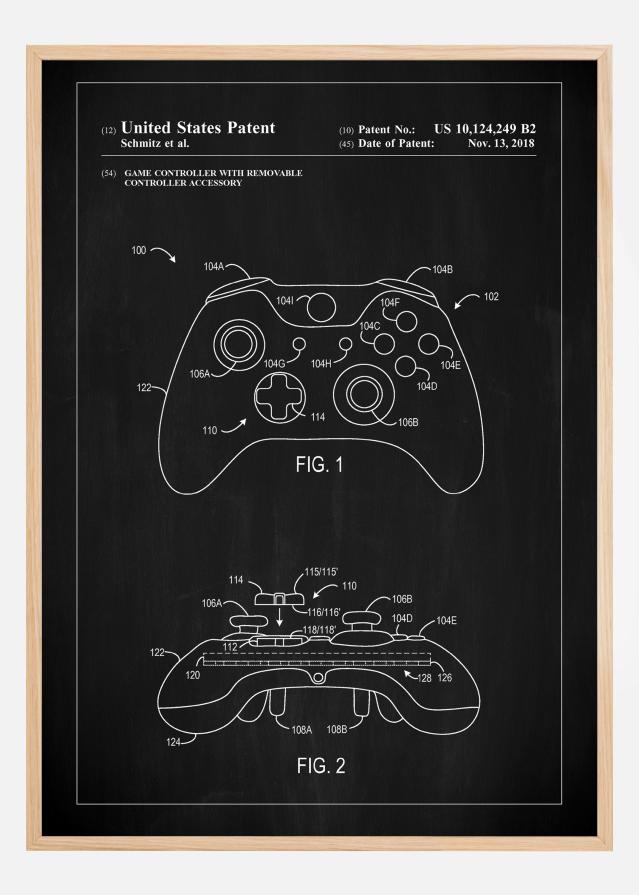 Patent Print - Game Controller III - Black Постер