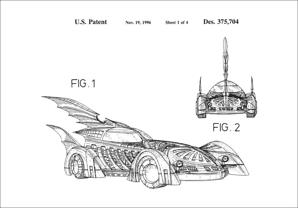 Патентен чертеж - Batman - Batmobile 1996 в Постер