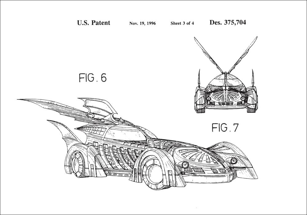 Патентен чертеж - Batman - Batmobile 1996 III Постер