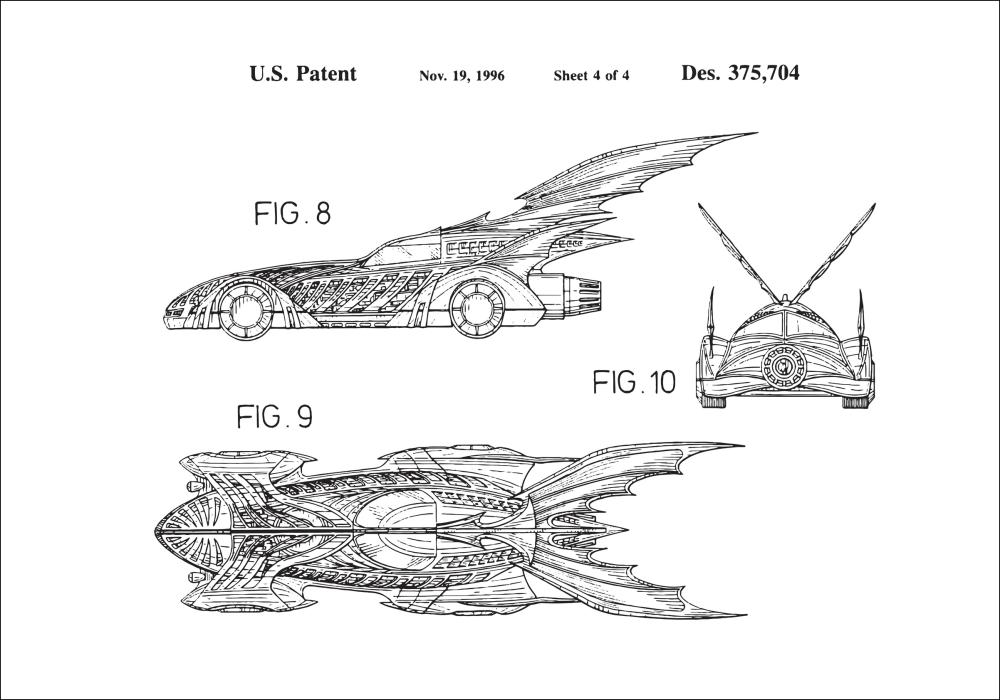 Патентен чертеж - Batman - Batmobile 1996 IIII Постер