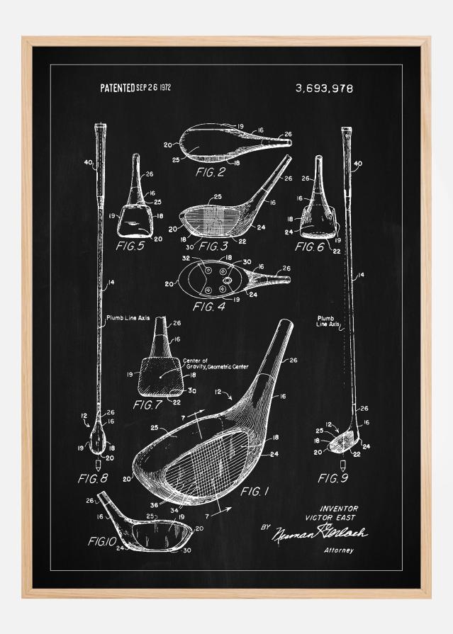 Patent Print - Golf Club - Black Постер