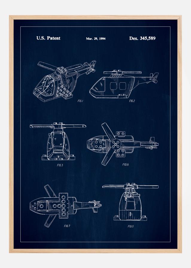 Patent Print - Lego Helicopter - Blue Постер