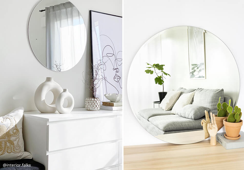 Кръгли огледала - светъл интериор